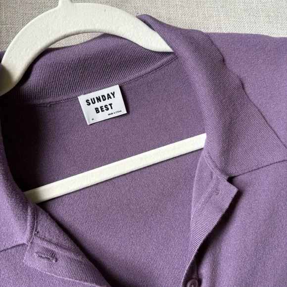Aritzia Sunday Best Ralph Bodycon Long Sleeve Polo Mini Dress Violet Haze Size M - Picture 4 of 6